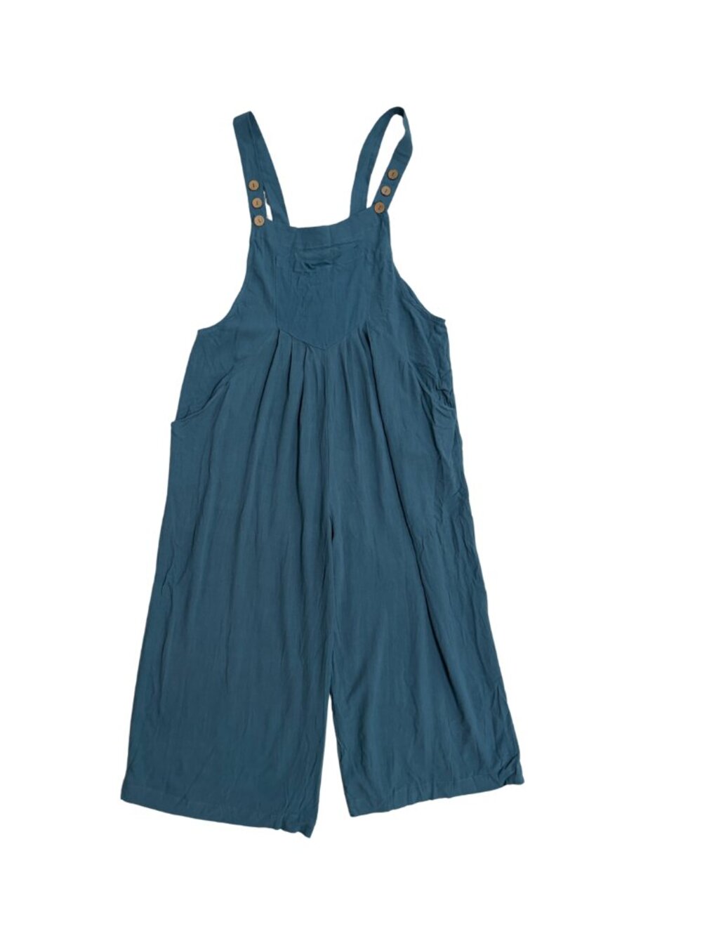 NWT Linen Blend Relaxed Fit Overalls Blue Teal Size XL